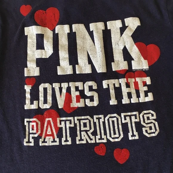 New England Patriots Victoria's Secret PINK Studded Tee T-Shirt Top XS - Picture 7 of 7